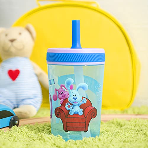 Zak Designs 15oz Blue's Clues Kelso Tumbler Set, Leak-Proof Screw-On Lid with Straw Made of Durable Plastic and Silicone, Perfect Bundle for Kids, 1 Count (Pack of 1)