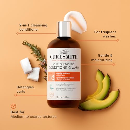 CURLSMITH - Curl Quenching Conditioning Wash - Vegan Cowash 2 in 1 Conditioner and Shampoo for Wavy, Curly and Coily Hair (32oz)