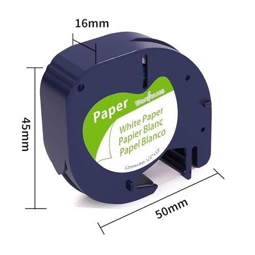 Wonfoucs 3-Pack Paper White Tape Replacement for Dymo Label Maker Refills, Compatible with Dymo Letratag Refills 1/2 x 13 for LetraTag LT-100T LT-100H