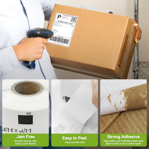 Anylabel - Compatible Standard Address Labels Replacement for Brother DK-1201 (1.1" X 3.5ā), Use with Brother QL Label Printers (12 Rolls + 1 Reusable Cartridge, 400 Labels/Roll)