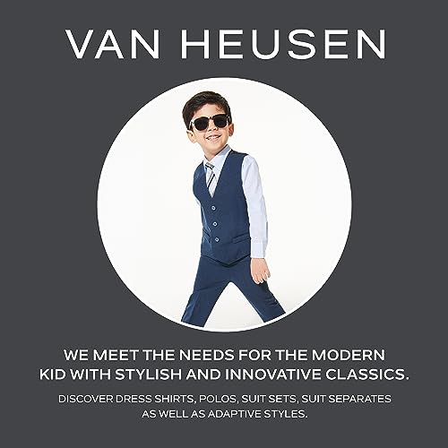 Van Heusen Boys' Flex Stretch Flat Front Dress Pants, Bank Blue Solid, 10