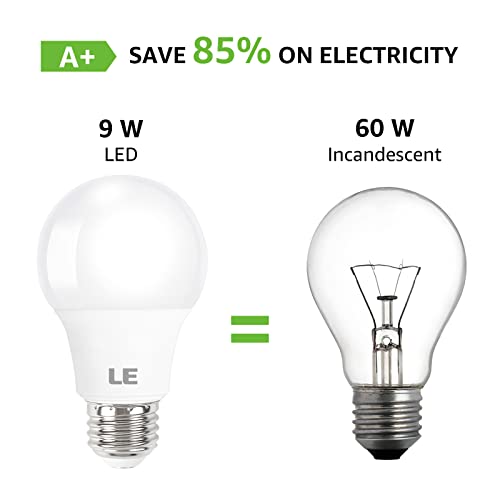 LE LED Light Bulbs 60 Watt Equivalent, 9W 800 Lumens Non-Dimmable, Soft Warm White 2700K, A19 E26 Standard Medium Base, 10000 Hour Lifetime 5 Count (Pack of 1)