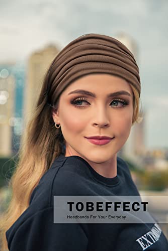 Tobeffect Wide Headbands for Women, Tie Dye Extra Large Turban Headband Boho Hairband Hair Twisted Knot Accessories, 6 Pack