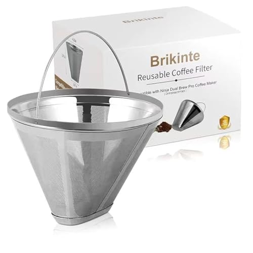 Reusable Coffee Filter Coffee Maker Filters, 304 Stainless Steel Replacement Permanent Basket Filter for Ninja Coffee Bar Brewer Ninja CFP301 DualBrew Ninja Coffee Makers