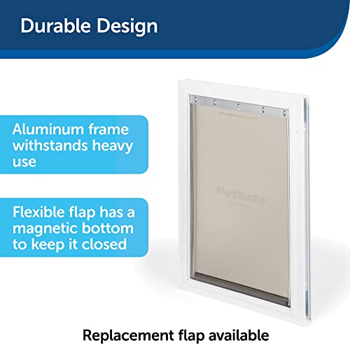 PetSafe Freedom Aluminum Pet Door for Dogs and Cats - Solid Durable Frame - Large, White, Tinted Flexible Vinyl Flap - Includes Closing Panel