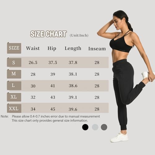 Hooxum Women Joggers Pants Athletic - Lightweight Lounge Pants Soft Sweatpants with Pocket for Workout Casual Jogging Running Black-S