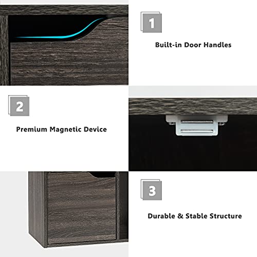Giantex 9-Cube Storage Organizer, Storage Cabinet with 4 Open Cubes and 5 Cabinets, Freestanding Wooden Cubby Bookcase, Compartment Units for Home Office, 3-Tier Bookshelf for Books