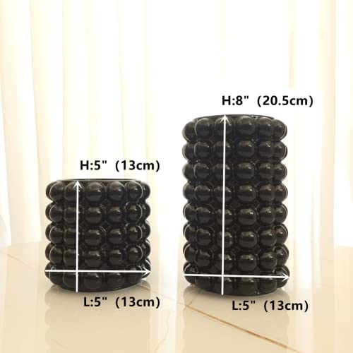 Anding Black Ceramic Vase for Home Decor - Pampas Grass or Boho Style - Modern Decorative Vase - Clay Flowerpot (A9901L Black Big)