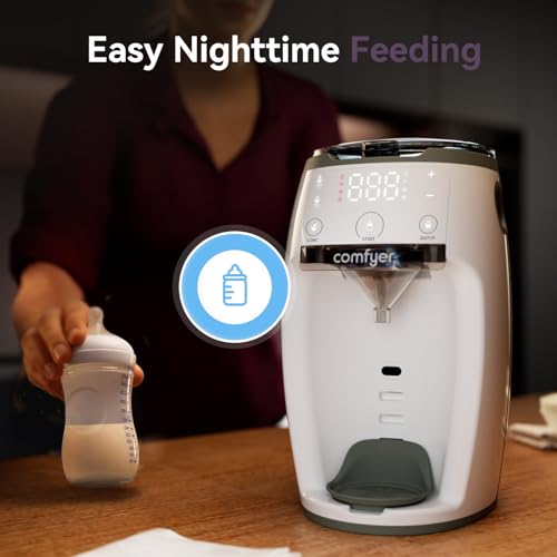 Instant Formula Maker Comfyer, Customizable and Automatic Formula Dispenser Machine with Accurate Temperature Control for Baby, Automatic Powder Blending for All Brands of Bottle and Formula, White