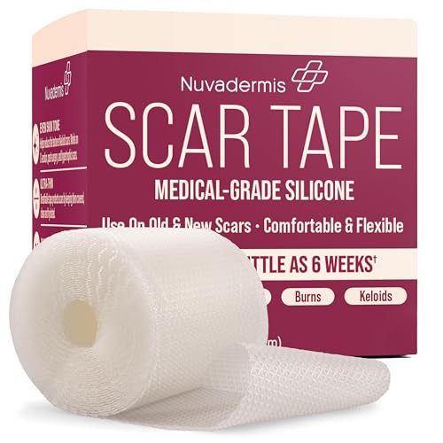 NUVADERMIS Clear Silicone Scar Tape for Surgical Scars - 120" x 1.5" Roll - Extra Long Scar Sheets for C-Section, Tummy Tuck, Keloid, and Surgical Scars - Reusable Medical Grade Silicone Scar Tape