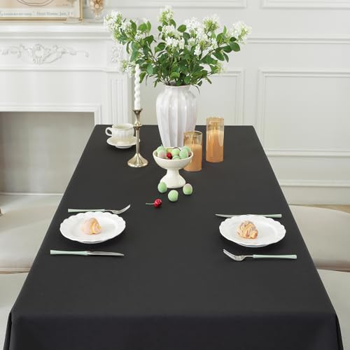 Laolitou Rectangle Tablecloth Linen Waterproof Textured Table Cloth, Washable Wrinkle Free Spill Proof Decorative Fabric Table Cover for Dining Table Farmhouse Kitchen, Coffee, 52x70 Inch