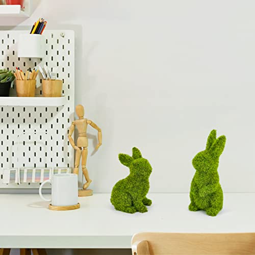 MicoSim Easter Bunny Decorations,Resin Moss Bunny Figurine,Garden Artificial Moss Rabbit Easter Décor Easter Party Favors Gifts(Medium Sit)