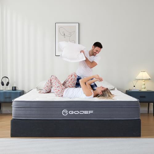 Gojef Twin Mattress, 10 Inch Twin Size Hybrid Mattress in a Box Memory Foam with Independent Spring, Soft and Comfortable Medium Firm Mattress, Pressure Relief, CertiPUR-US Certified