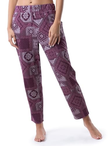 Wrangler Women's Short Sleeve Graphic Tee and Printed Pants Pajama Sleep Set, Amaranth/Paisley