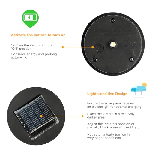 MAGGIFT 2 Pack Hanging Solar Lights Outdoor Solar Lights Retro Hanging Solar Lantern with Handle, 6 Lumens, Beige White