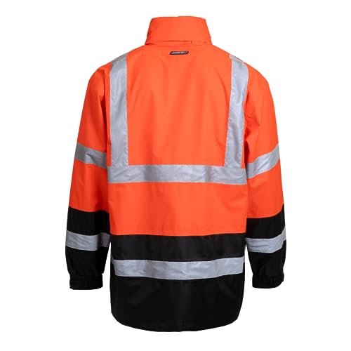 JORESTECH Weatherproof Orange and Black Rain Set - Water and Rain resistant Safet Jacket and Pants