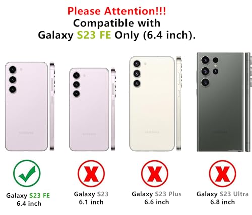 KOBBRAN for Samung Galaxy S23 FE Case with Slide Camera Cover Ring Kickstand Military Grade Shockproof Case Armor Heavy Duty for Galaxy S23 FE Phone Case (Black)