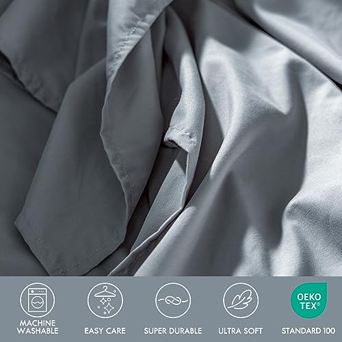 Twin Size Sheet Set Deep Pocket- 4 Piece Ultra Soft Machine Washable Luxury Bed Sheet Set - Shrinkage & Fade Resistant Embroidered Bedding Sheet (Twin, Steel Blue)