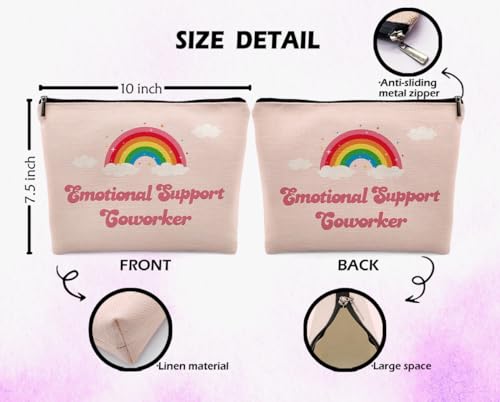 Dwept Emotional Support Coworker Makeup Bag, Employee Appreciation Gifts, Coworkers Gifts for Women Colleagues Pink Cosmetic Bag for Purse, Farewell Gonging Away Gifts for Work Friends Beauty Bag