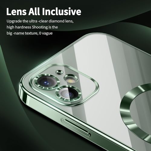 CIBAU YANG Compatible with iPhone 11 Case(Only).Phone case Clear Back Surrounding Plating. Glossy Slim Thin Soft funda capa para Compatible with i11 6.1 inch.Compatible with MagSafe (Deep Green)