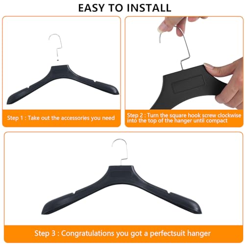 DEDU Suit Hangers for Men 40 Pack, Extra Wide Suit Hanger Non Slip Width 17.7", Thick Plastic Coat Hangers Grey with 360° Swivel Metal Hook