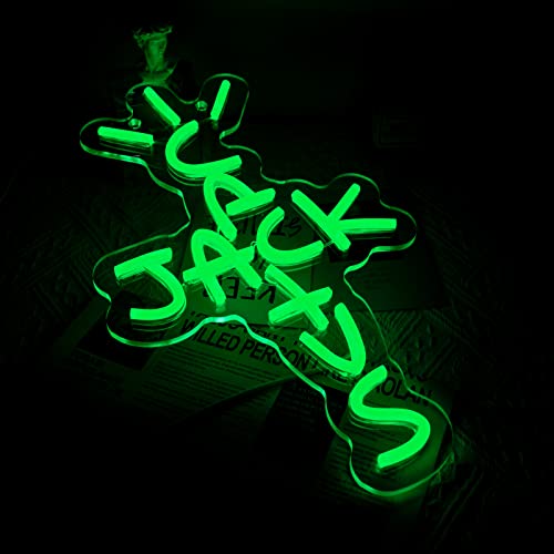 Jesalah Cactus Jack Neon Sign Green Words Neon Light Sign Wall Art Neon Light For Rap Talking West Coast Light Up Hanging Sign For bedroom Home Bar Pub Party Decor USB Sign