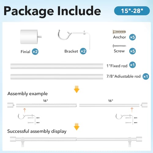 IFELS Heavy Duty Curtain Rods for Windows 28 to 48 Inch, 1 Inch Bronze Curtain Rods for Outdoor, Farmhouse, Bedroom, Kitchen, Living Room, Adjustable Easy Install Curtain Rods (A2,Bronze,30"-60")
