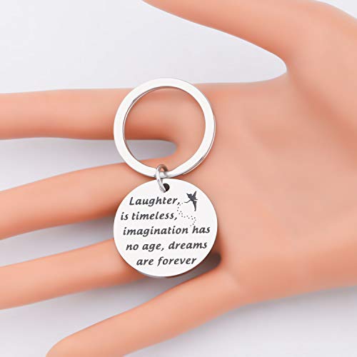 LQRI Womens Tinkerbell Jewerly Gift Laughter is Timeless Imagination Has No Age Dreams Are Forever Keychain Fairy Gifts for BFF Best Friends Sisters Daughters (Laughter is timeless)