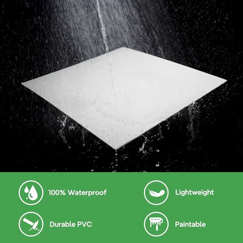 STICKGOO Drop Ceiling Tiles 2ft x 4ft, White PVC Ceiling Panels, Soomth Ceiling Tiles 24 x 48in, Waterproof - Fire-Rated to Prevent Breakage Cover 80 Sq. Ft, Pack of 10 Tiles