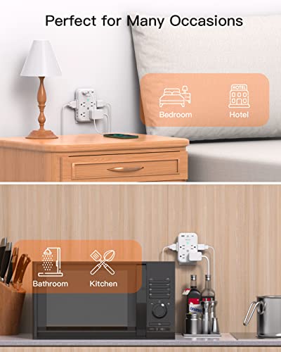 BESHON Surge Protector, USB C Multi Plug Outlet Extender with 8 Outlets 3 USB(2 USB C), USB Wall Charger, 3-Sided, 900J Outlets Splitter Wall Plug Adapter Spaced for Home Travel Dorm Room Essentials…