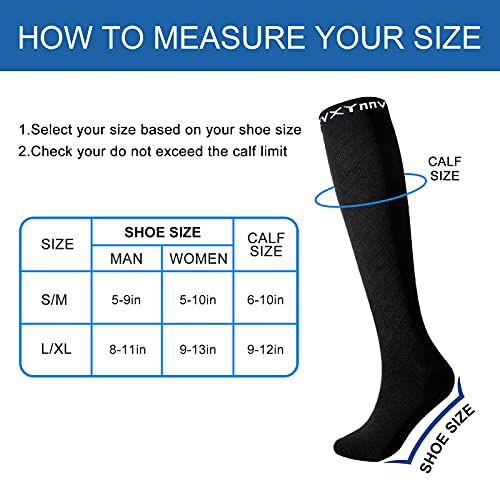FVXYnnv 3 Pairs Graduated Compression Socks for Women Men 20-30mmHg Compression Stockings Knee High Socks Long Flight Socks (Small-Medium)
