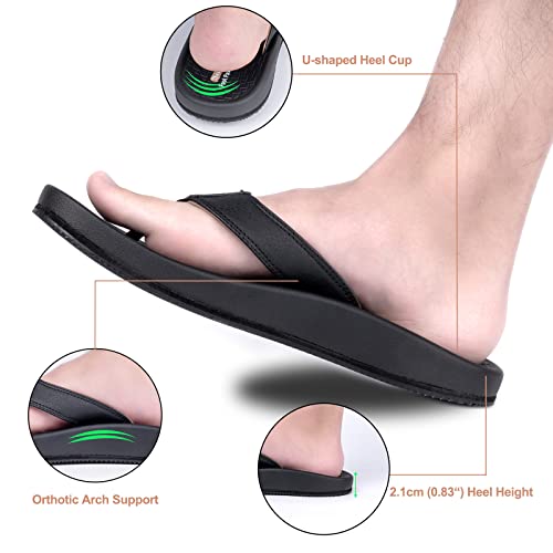 Thearches Men's Beach Sandals Flip Flop, Quick-Dry Arch Support Flip Flops Slides, Orthotic Supportive Sandal for Plantar Fasciitis, Flat Feet, Heel Pain All-Day Comfort Walk