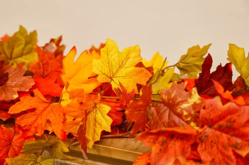 PARTY JOY 6PCS Black Red Leaf Garland, 5.6Ft Halloween Garland Artificial Maple Leaf Autumn Garland Hanging Fall Vines Table Decorations for Thanksgiving Front Door Decorations Fall Decor