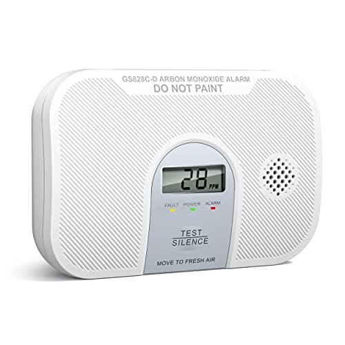 Siterlink Carbon Monoxide Detector, 10-Year Life Carbon Monoxide Alarm, Replaceable Battery CO Detector with LCD Digital Display and Test Button, 3 LED Lights CO Alarm for Home, GS828C-D, 1 Pack