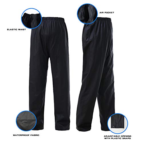 Rain Suits for Men Women Waterproof Heavy Duty Raincoat Fishing Rain Gear Jacket and Pants Hideaway Hood (Black, Small)
