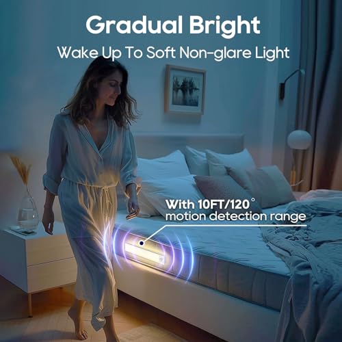 Under Cabinet Lighting, 2 Pack 8 Inch 62 LED 3 Color Temperatures Motion Sensor Light indoor, USB Rechargeable Under Cabinet Lights, Stick-On Magnetic Closet Lights, Led Lights for Room, Stair