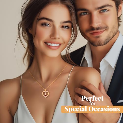 LOUISA SECRET Infinity Heart Birthstone Necklaces for Women, 925 Sterling Silver Forever Love Pendant Jewelry for Her, Ideal Gift for Wife, Girlfriend, Mom on Birthday, Anniversary, Mother's Day Gift