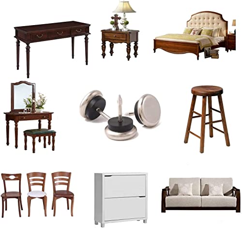 Yinpecly 4Pcs Round PVC Nail On Furniture Pads Iron Chair Table Leg Protector Protectors for Furniture Feet 1.26" Diameter Black