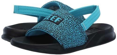 Reef Kids Boys Sandals, Little One Slide, Flying Sharks, 4