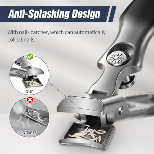 German Nail Clippers for Men, 2024 New Ultra Sharp Stainless Steel German Nail Clippers, Professional Anti-Splashing German Toenail Clippers for Seniors, Cuts Thick Nails with Ease (Large-Black)