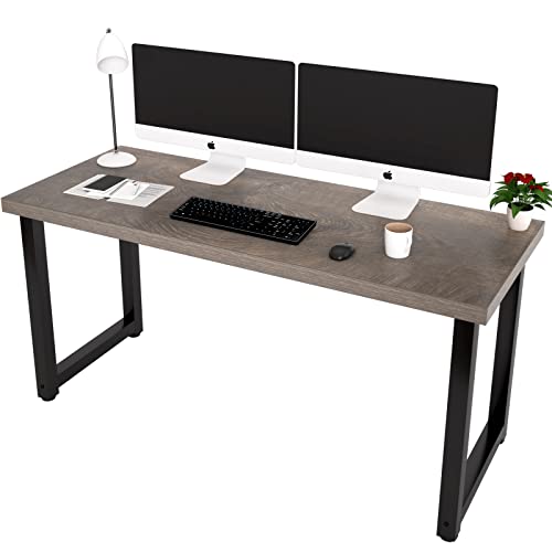 TOPSKY 59" Big Large Computer Office Desk 1.88" Thickness Desktop (Espresso Gray)