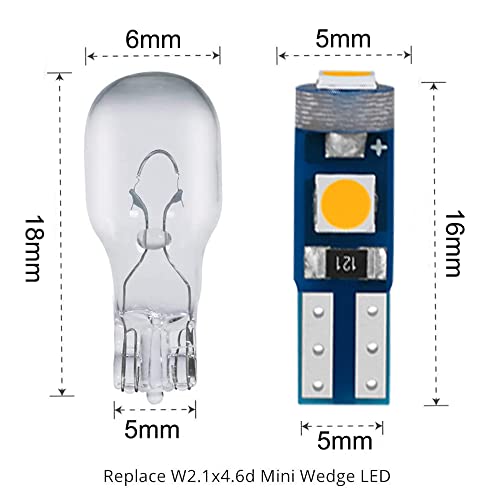 BlyilyB 10-Pack Amber T5 2721 37 74 Wedge Led Bulb PC74 Twist Sockets Replacement Dash Dashboard Lights Instrument Panel Cluster LEDS Lamps