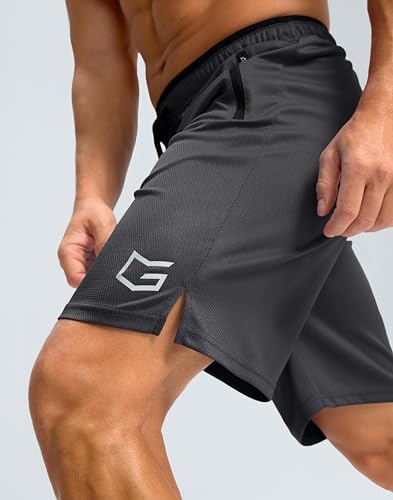 G Gradual Men's Gym Shorts wtih Zipper Pocket 9" Athletic Basketball Mesh Shorts for Men Workout Quick Dry Lightiweight(Cobalt Purple,M)