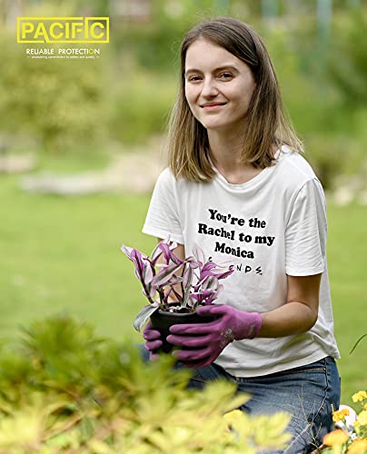 PACIFIC PPE 2 Pairs Gardening Gloves for women and Ladies, Rubber Coated Garden Gloves, Outdoor Protective Work Gloves, Small, Purple