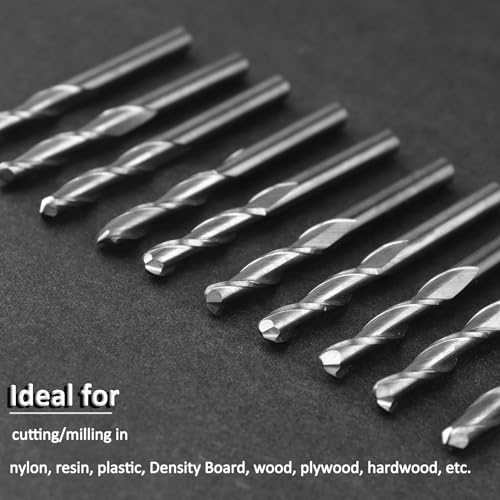 CBRIGHT 10pcs 1/8" Shank Flat Nose End Mills/Ball Nose End Mills Spiral Drill Bits,3.175mm Shank,3mm 2 Flute CNC Cutting Edge Milling Tool Engraving Cutter CNC Router Bits (10PCS Ball Nose)
