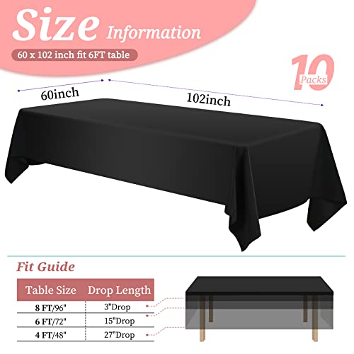 YMHPRIDE 6 Pack Round Tablecloth 90 Inch Black Table Cloths Polyester Round Table Cloth,Black Tableclothes Round Washable Fabric Table Covers for Wedding,Party,Dining,Banquet