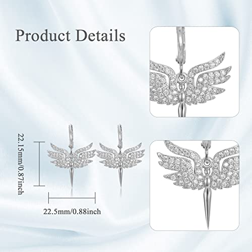 VIJASHOP Angel Dangle Earring for Women CZ Angel Wings Huggie Hoop Earrings Hypoallergenic Angel Earring Jewelry Valentine's Day Birthday Gifts for Girlfriends