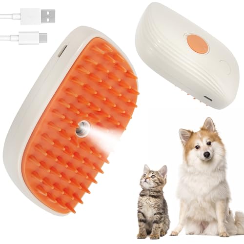 CyperGlory 3 in 1 Steam Cat Hair Brush: Spray, Massage and Bath Cleaning for Dogs and Cats, Soft Silicone Brush for Hair Removal, Self-Cleaning Feature for Easy Use