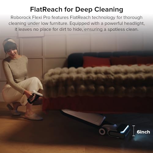 roborock Flexi Wet Dry Vacuum Cleaner, 180° FlatReach Design, 17000Pa Cordless Vacuum Mop with Hot Water Self-Cleaning & Self-Drying, Edge-to-Edge Cleaning, Floor Cleaner for Tiles and Hard Floors