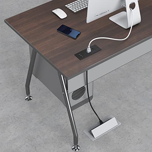 Conference Recessed Power Strip Waterproof, with PD 20W USB C Fast Charging Port,2 Outlets,Furniture Recessed Power Outlet,Desk Power Strip Surge Protector,Drawer Outlet,Flat Plug,6ft Cable (Black)